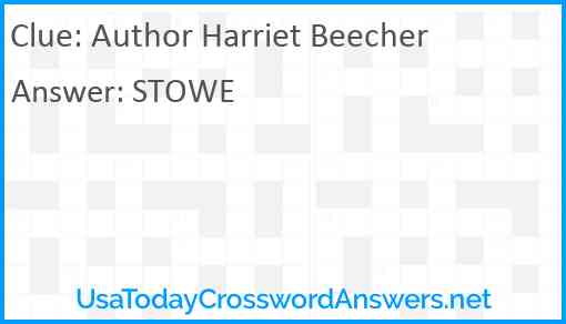 Author Harriet Beecher Answer