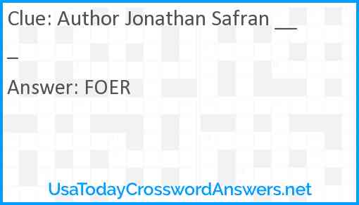 Author Jonathan Safran ___ Answer