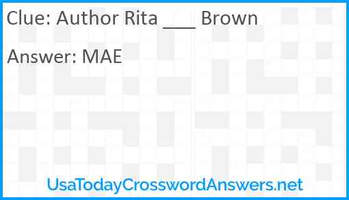 Author Rita ___ Brown Answer