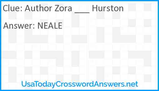 Author Zora ___ Hurston Answer