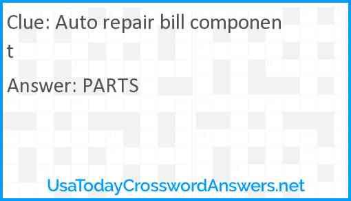Auto repair bill component Answer
