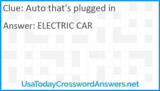 Auto that's plugged in Answer