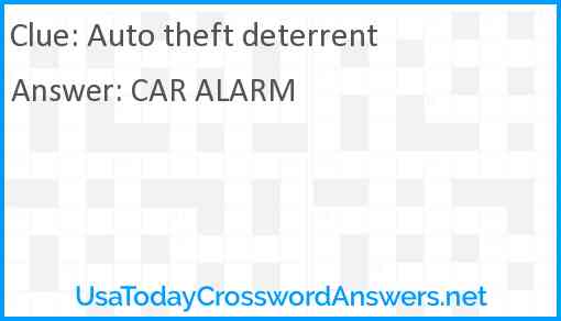 Auto theft deterrent Answer