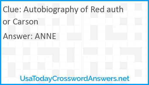 Autobiography of Red author Carson Answer