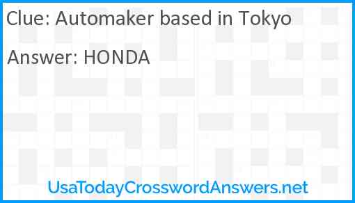 Automaker based in Tokyo Answer