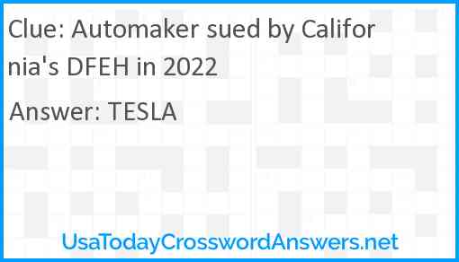 Automaker sued by California's DFEH in 2022 Answer