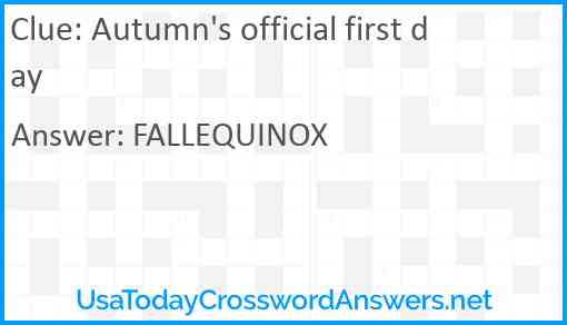 Autumn's official first day Answer