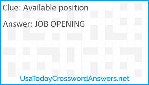 Available position Answer