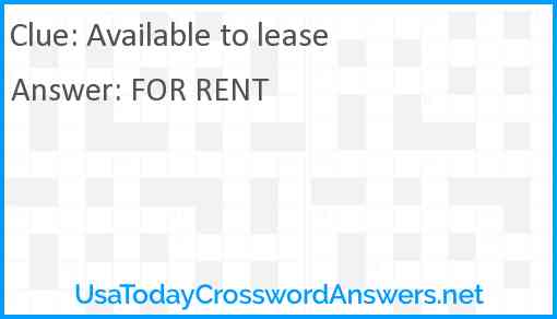 Available to lease Answer