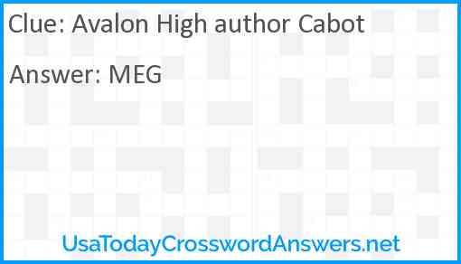 Avalon High author Cabot Answer