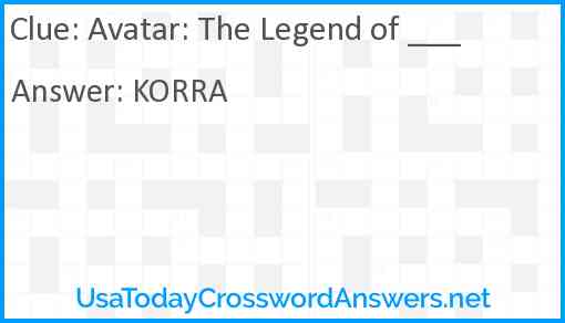 Avatar: The Legend of ___ Answer