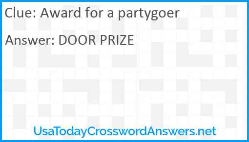 Award for a partygoer Answer