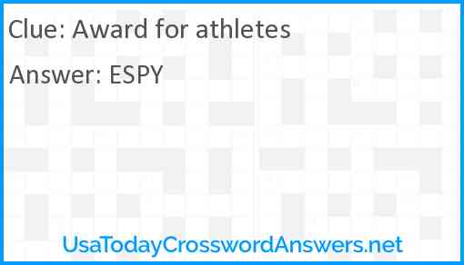 Award for athletes Answer