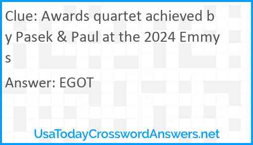 Awards quartet achieved by Pasek & Paul at the 2024 Emmys Answer