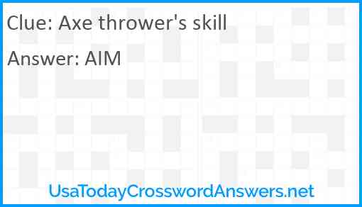 Axe thrower's skill Answer