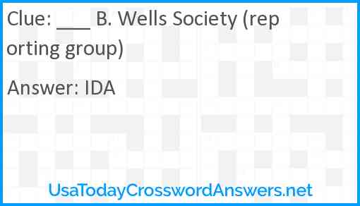 ___ B. Wells Society (reporting group) Answer