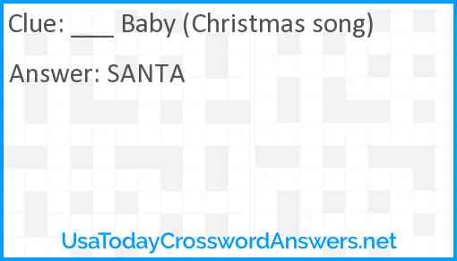 ___ Baby (Christmas song) Answer