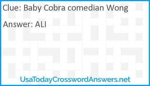 Baby Cobra comedian Wong Answer