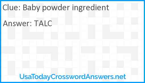 Baby powder ingredient Answer