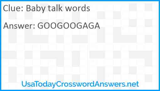 Baby talk words Answer