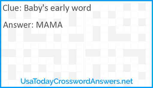 Baby's early word Answer