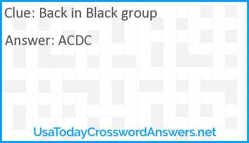 Back in Black group Answer