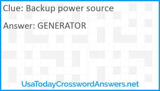 Backup power source Answer