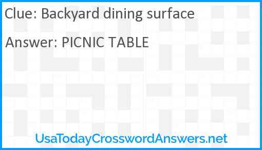 Backyard dining surface Answer