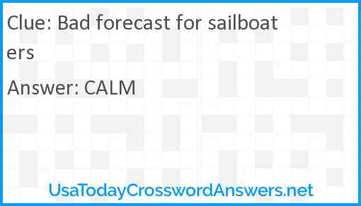 Bad forecast for sailboaters Answer