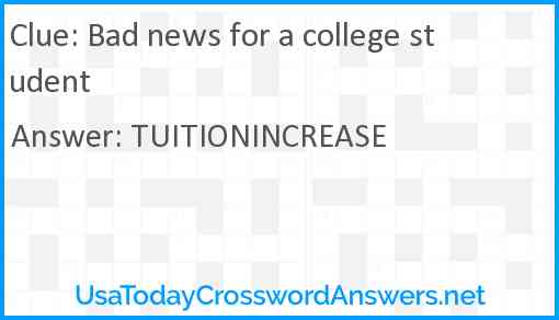 Bad news for a college student Answer