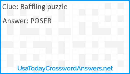 Baffling puzzle Answer