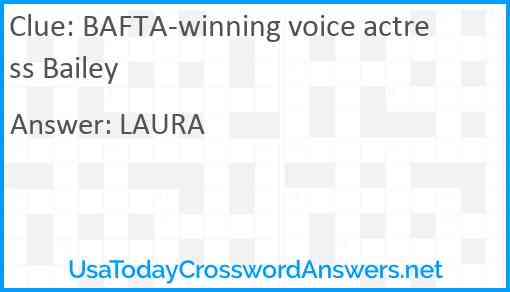 BAFTA-winning voice actress Bailey Answer