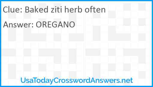 Baked ziti herb often Answer