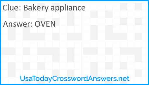 Bakery appliance Answer