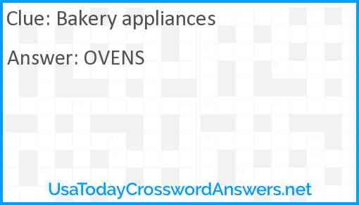Bakery appliances Answer