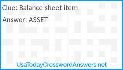 Balance sheet item Answer