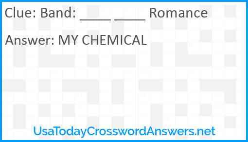 Band: ____ ____ Romance Answer