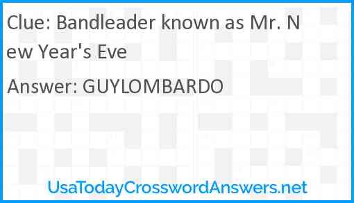Bandleader known as Mr. New Year's Eve Answer