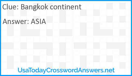Bangkok continent Answer