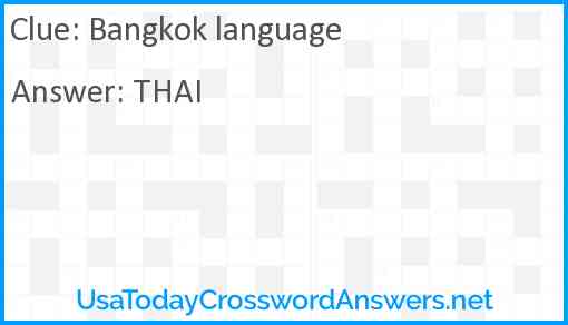 Bangkok language Answer
