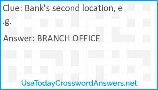 Bank's second location, e.g. Answer