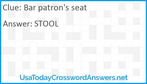 Bar patron's seat Answer