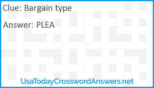 Bargain type crossword clue UsaTodayCrosswordAnswers net