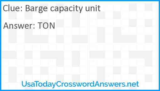 Barge capacity unit Answer