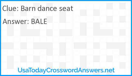 Barn dance seat Answer