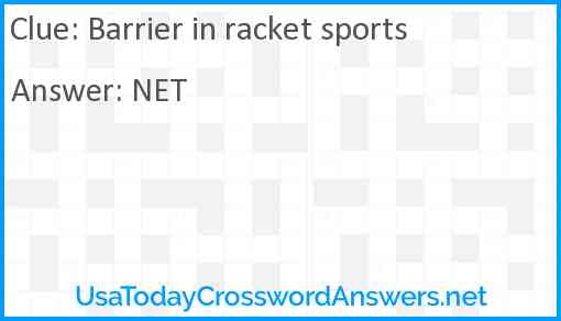 Barrier in racket sports Answer