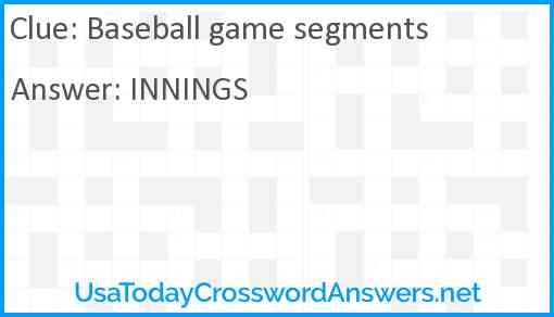 Baseball game segments Answer