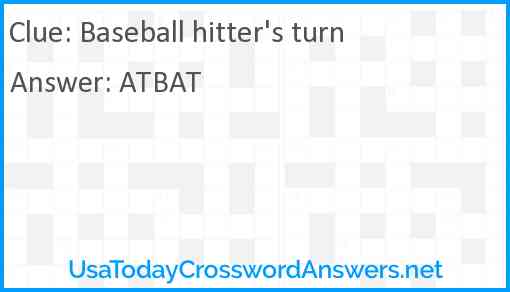 Baseball hitter's turn Answer
