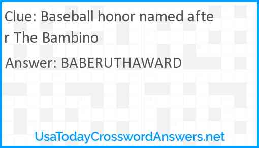 Baseball honor named after The Bambino Answer