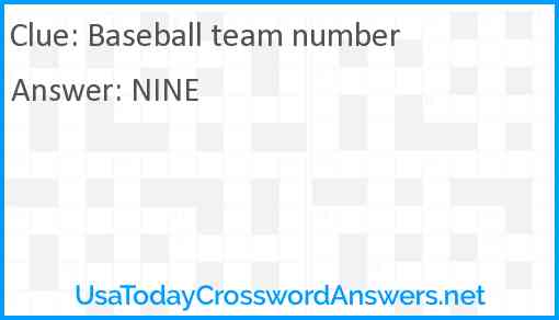 Baseball team number Answer